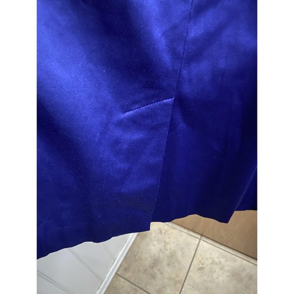 Talbots Satin Layered Zip Back Sleeveless  Formal Pencil Dress Sz 16 Royal Blue - Picture 7 of 10